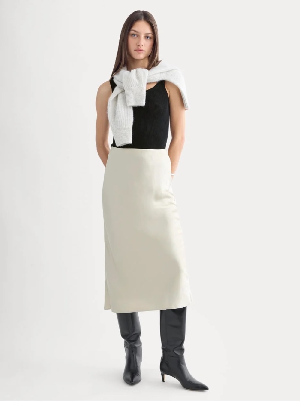 Everlane Silk Midi Slip Skirt